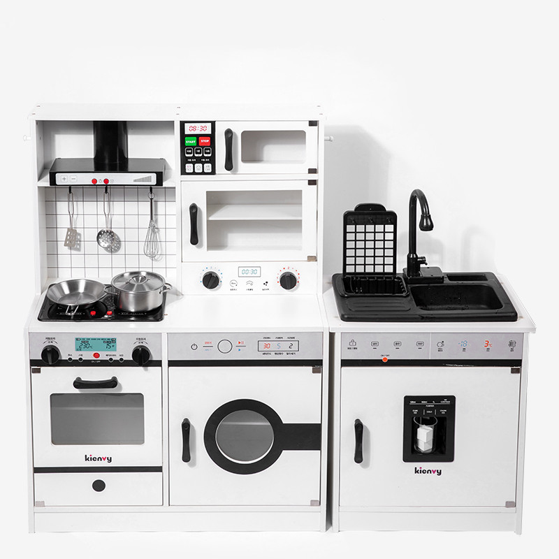 国境を越えた子供向けシミュレーションプレイハウスはキッチン冷蔵庫の調理ストーブの組み合わせボーイと女の子の教育玩具に使用できます