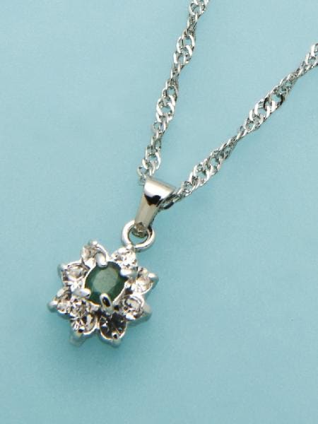 鑑別済み/送料無料天然エメラルドオーバルカットパヴェペンダントネックレス