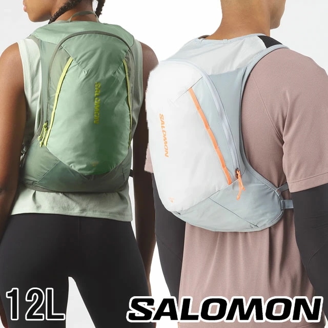 サロモン ランニングベスト メンズ CROSS 12 トレイルランニング レディース アウトドア バッグ 12L サイクリング 登山 ハイキング コンパクト スポーティ BAG バック カーキグリーン