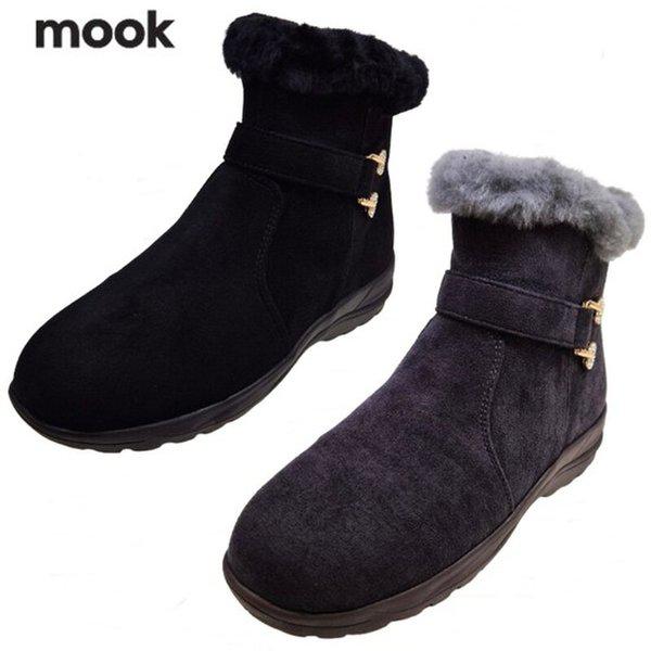 女性モールド型リアルファーアンクルブーツ_GN