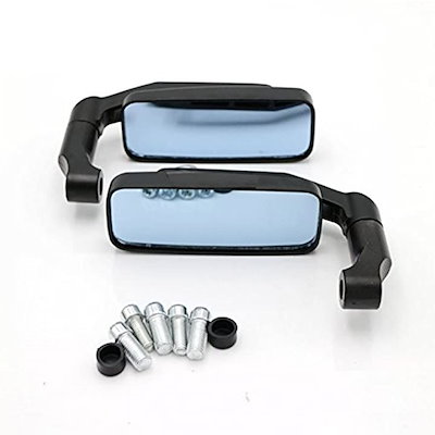 他サイト： バイク ミラー スクエア型 左右セット 正ネジ 逆ネジ 8mm 10mm付属(ブラック)の商品画像
