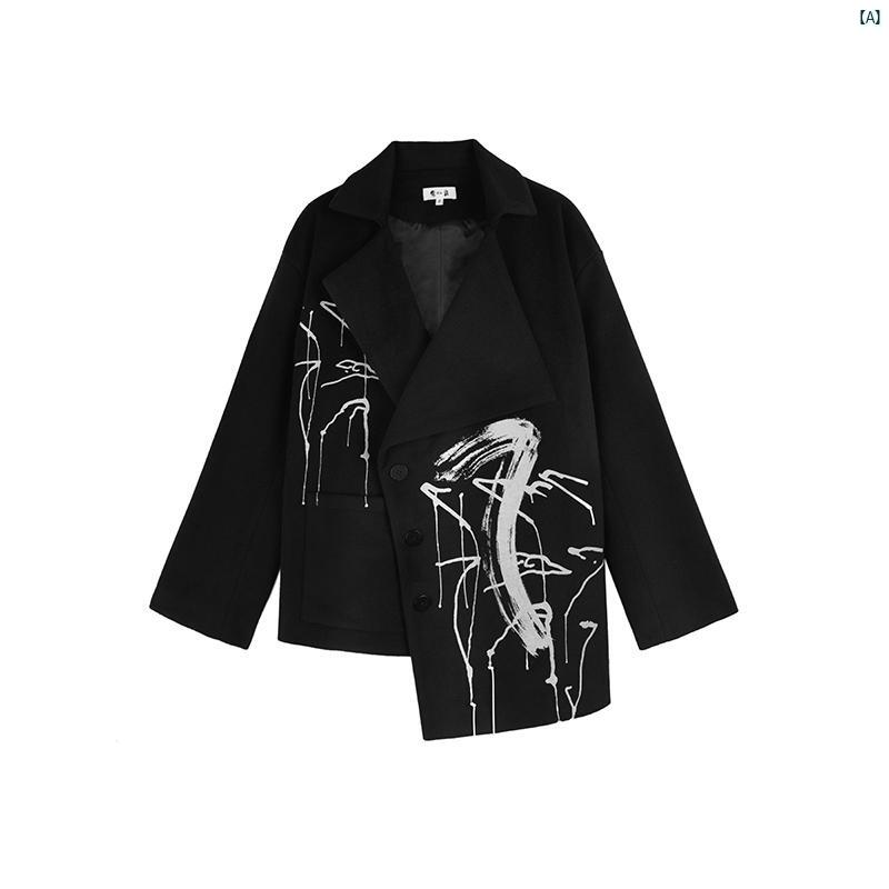 レディース　レディース　ファッション　オシャレ　　モダン　海外風 プリント ウール ジャケット レディース ショート 秋冬 オフショルダー スーツ トップ