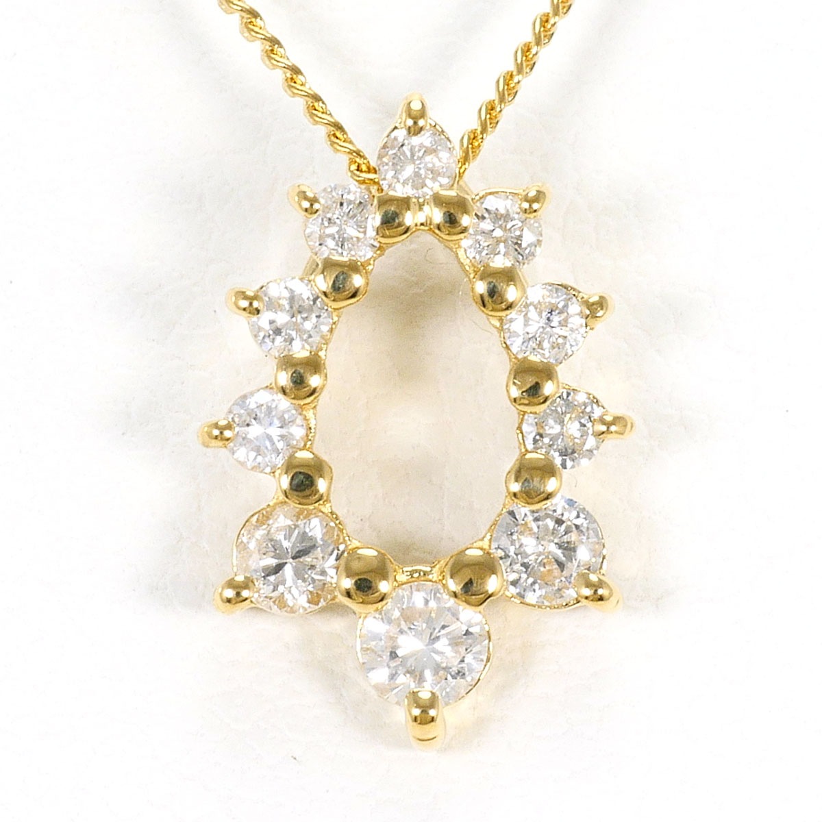 K18 18金 YG イエローゴールド ネックレス ダイヤモンド 0.3ct 総重量約2.0g 約42cm ジュエリー 中古