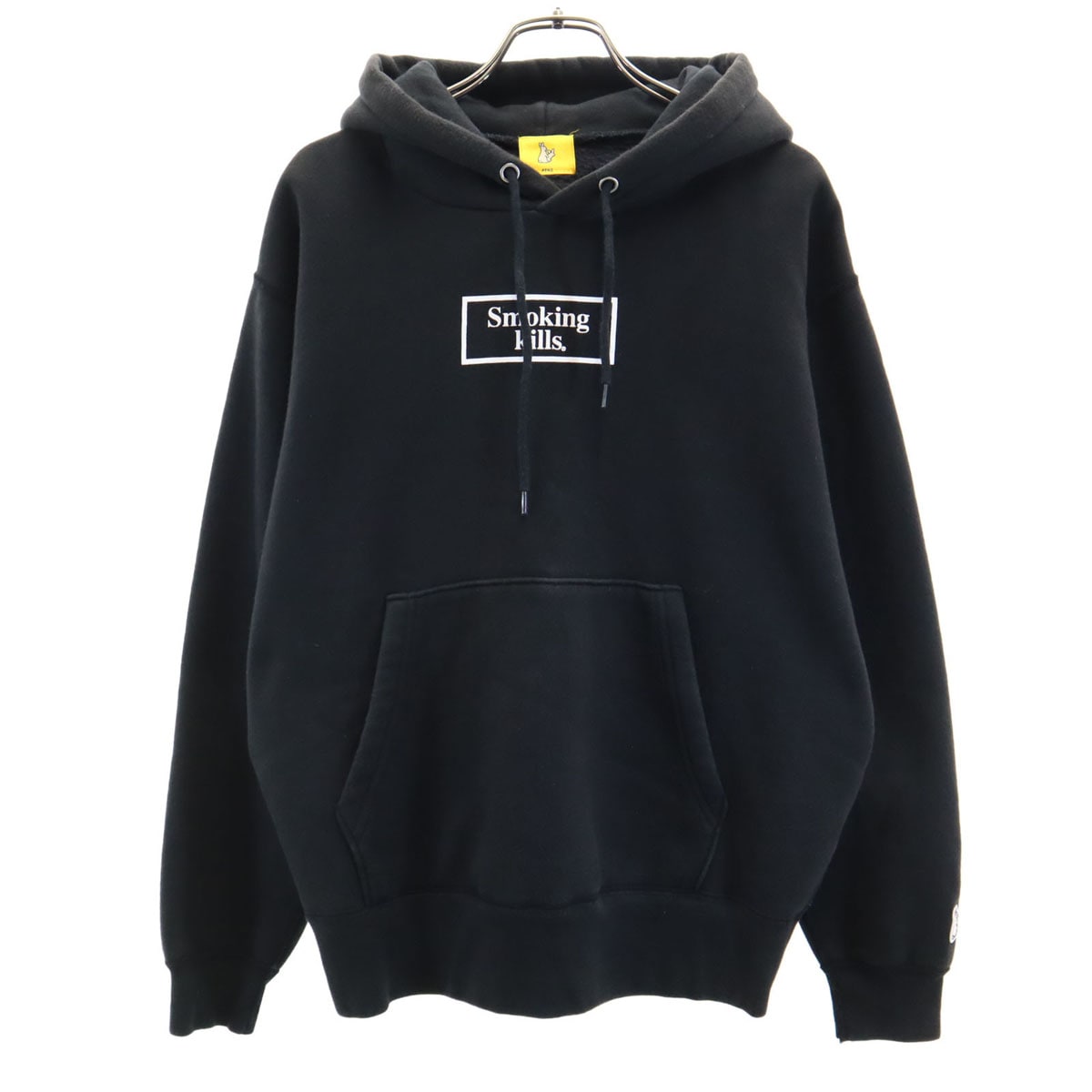 Smoking Kills 長袖 スウェットパーカー M ブラック 裏起毛 レディース 古着