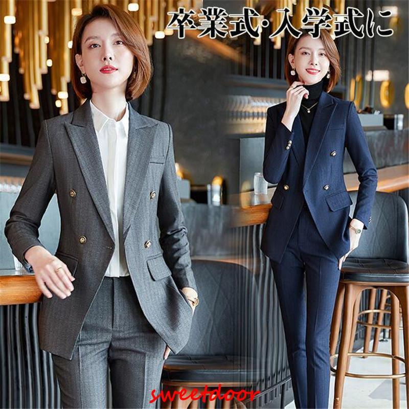 パンツスーツ 面接 九分丈 通勤 パンツ スーツ レディース フォーマル セットアップ カジュアル スーツ 2点セット 入学式 着痩せ セットアップ