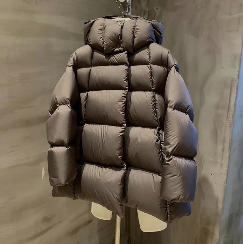 高級感 90% ホワイトダックダウン レディース ミディアム丈 ダウンジャケット 加厚 無裏地 冬 新作