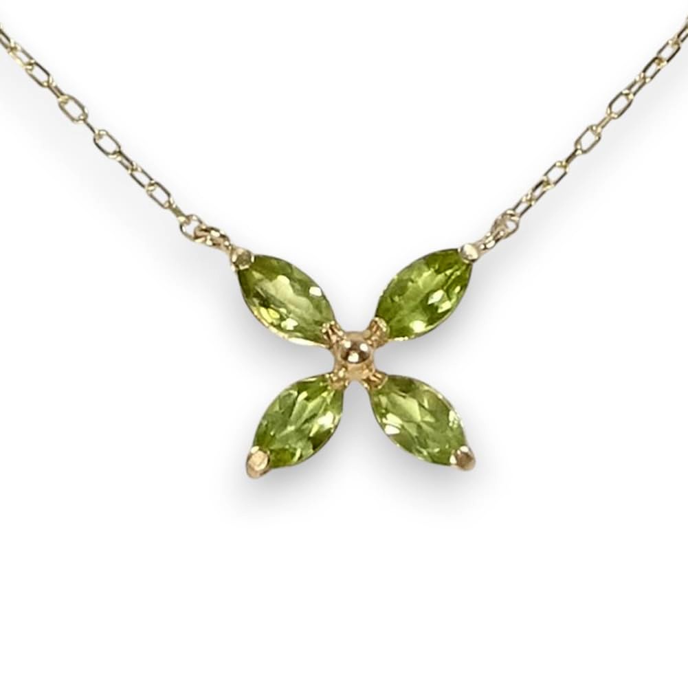10金（K10）ペリドットネックレス マーキスカットエックスクロスペンダントネックレス3048「8月の誕生石」 13,528円