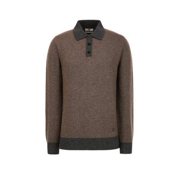 ウールカシカラー配色ティーネックセーター（DMSW5D032S2）