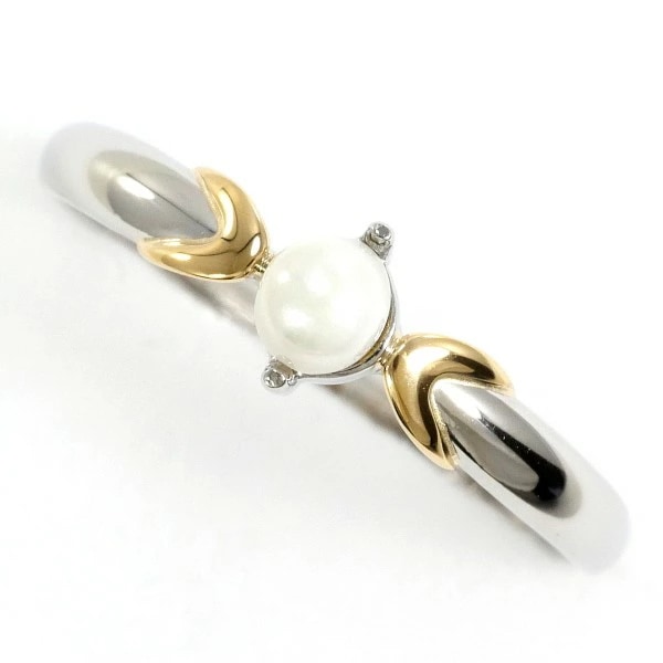 PT900 プラチナ K18YG リング 12.5号 パール(真珠) 約3mm ジュエリー 中古