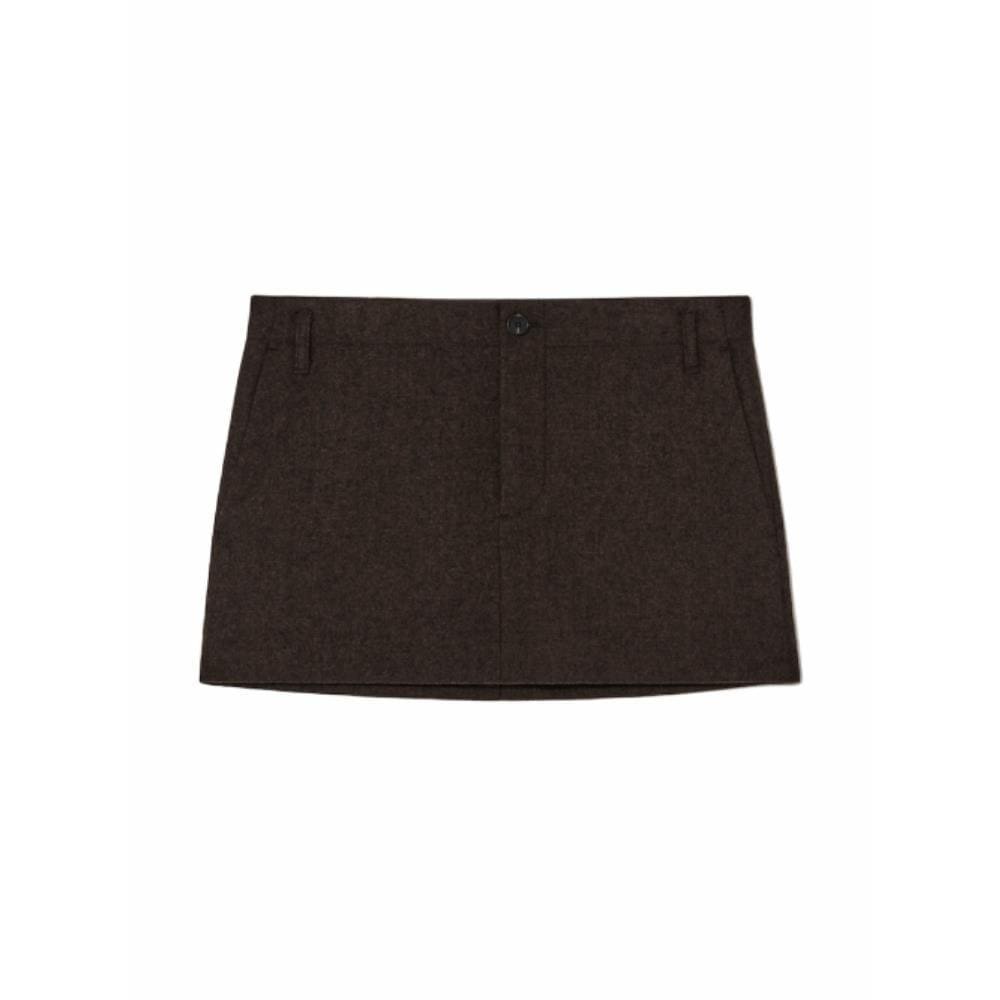 GLOWNY G STRAIGHT WOOL MINI SKIRT BROWN GC24WTSK005BR