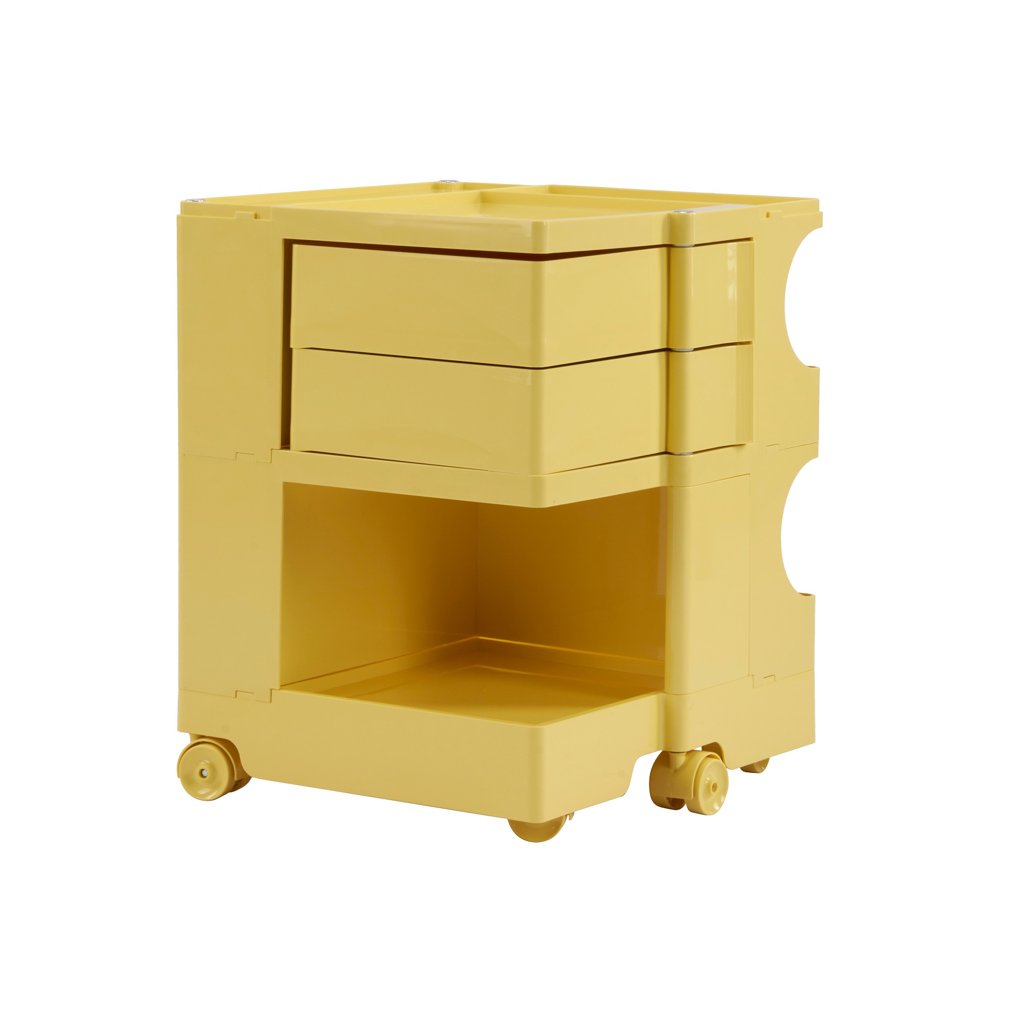 【大好評！最安値挑戦!】【国内即発送】【バターイエロー・2段】収納ワゴン ボビーワゴン キャスター付き ブレーキ付き おしゃれ 2段トレイ キッチンワゴン 回転式 収納 ベビーワゴン キッチン収納 ラ