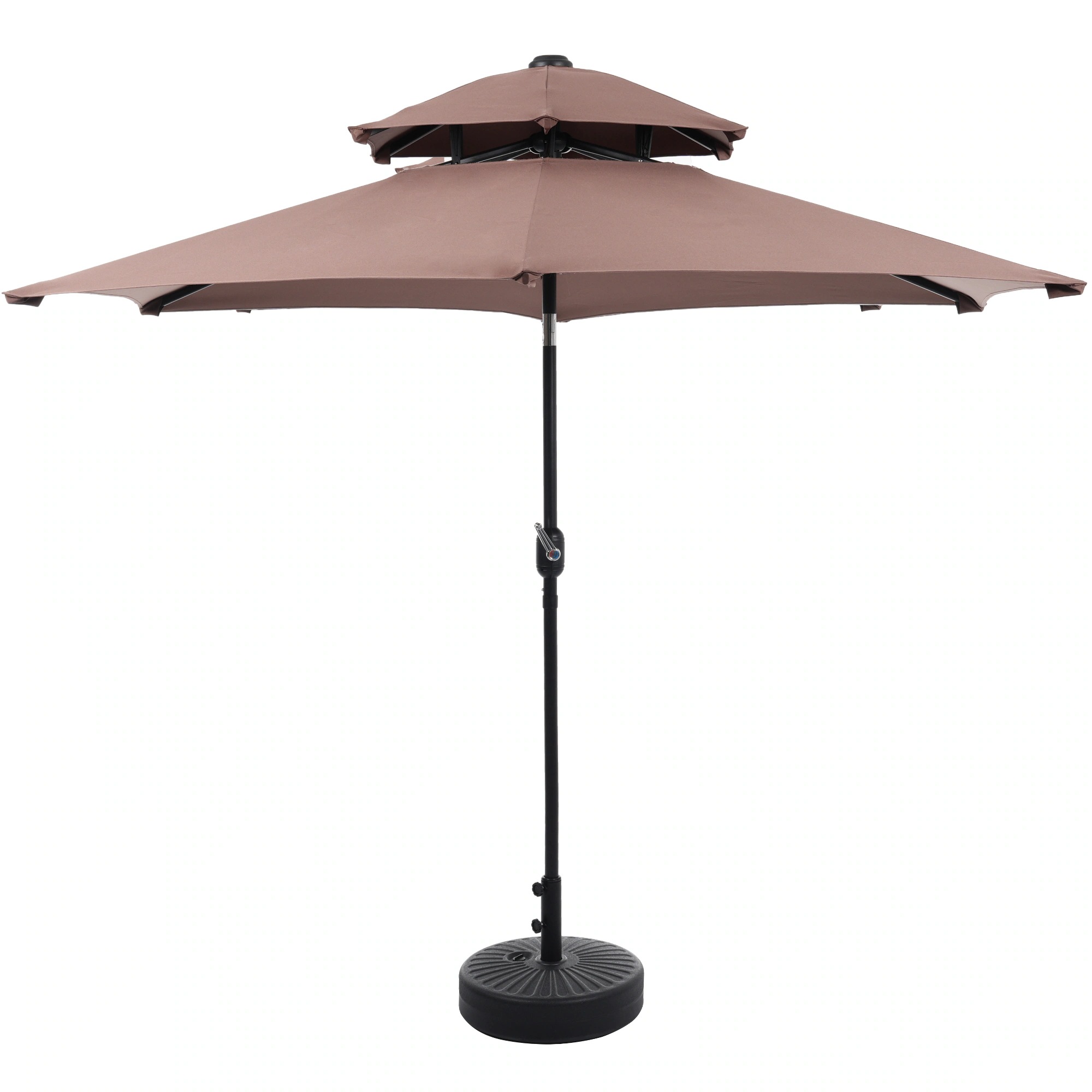 1892【ブラウン・シンプルデザイン・直径270cm・ベース付き 】パラソル+ベースセット 30+UPF紫外線対策 角度調整 パラソルセット ベース パラソル ガーデンパラソル