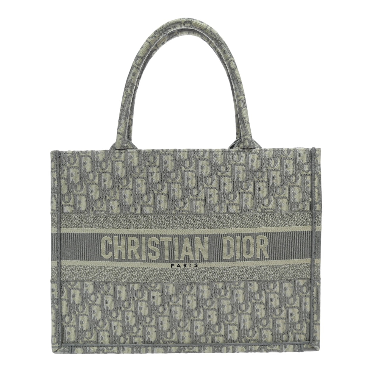 【未使用品】Christian Dior クリスチャンディオール ブックトート ミディアム M1296ZRIW オブリーク キャンバス グレー レディース トートバッグ ハンドバッグ