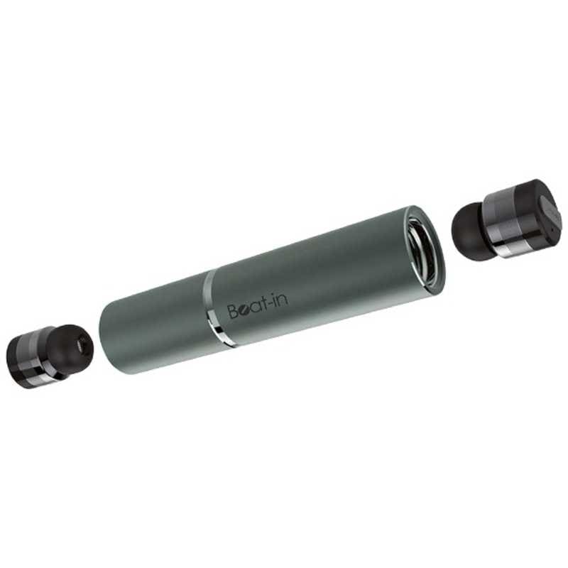 ROA　フルワイヤレスイヤホン リモコン・マイク対応 スペースグレー Beat-in Stick　BI9318