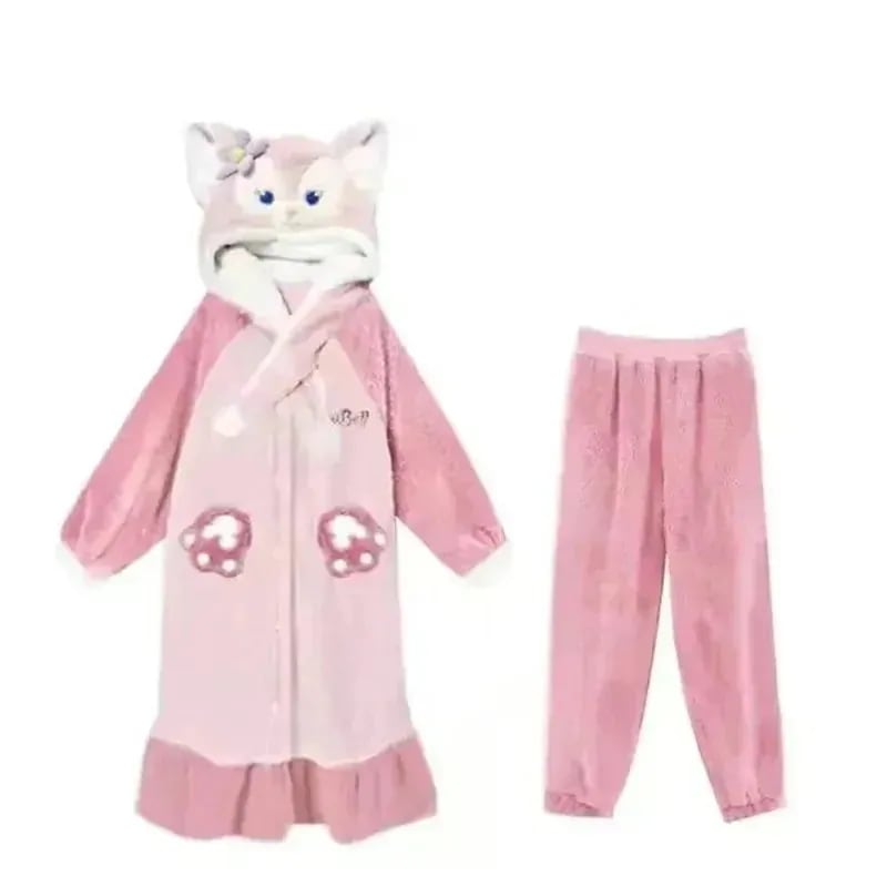 【1 つ購入すると 1 つ無料】リーナベルLinaBell 着ぐるみ パジャマ ディズニー 可愛い もこもこ バスローブ パジャマ レディース ルームウェア コスプレ 修学旅行人気の学園グループ服 柔