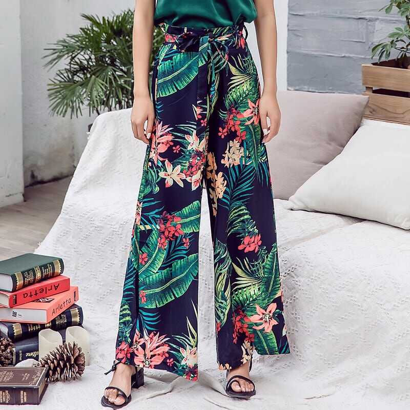 ボトムス ボトム おすすめ おしゃれ お洒落 安い プチプラ パンツ ワイド パンツ ハイ ウエスト 太め 花柄 動きやすい 韓国 流行り かわいい 可愛い リラックス