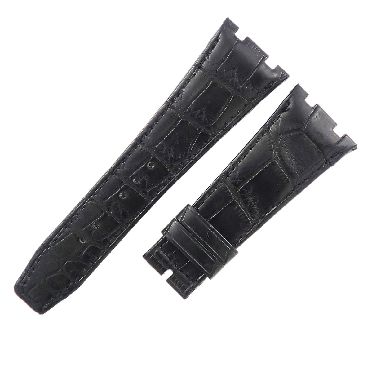 オーダー品 腕時計パーツ ロイヤルオーク用 クロコバンド クロコダイル ブラック 未使用 汎用 他社製 ベルト ストラップ 26mm 黒 【中古】