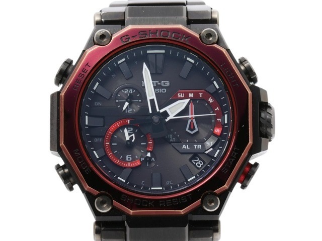 カシオ 腕時計 G-SHOCK カーボン ステンレス MTG-B2000BD アナログ 電波ソーラー ブラック×ボルドー ブラック文字盤 メンズ時計 メンズウォッチ 高級【本物保証】