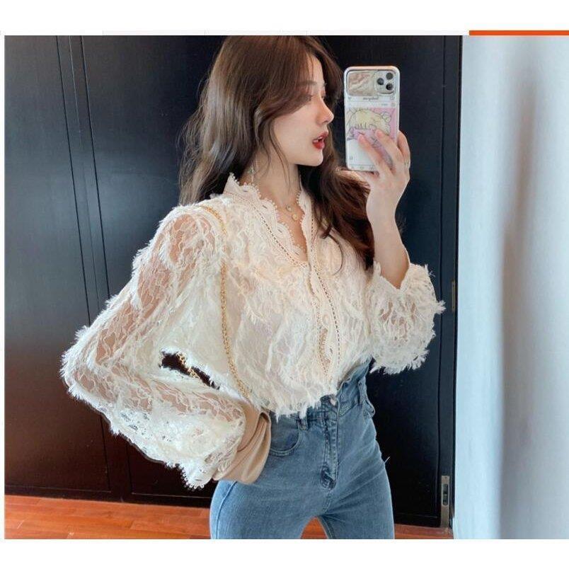 爆売れ中レースブラウス レディース シャツブラウス 総レース フラワーレース 透かしレース 透け感 長袖 レース 裏地付き トップス フェミニン バレンタイン プレゼント