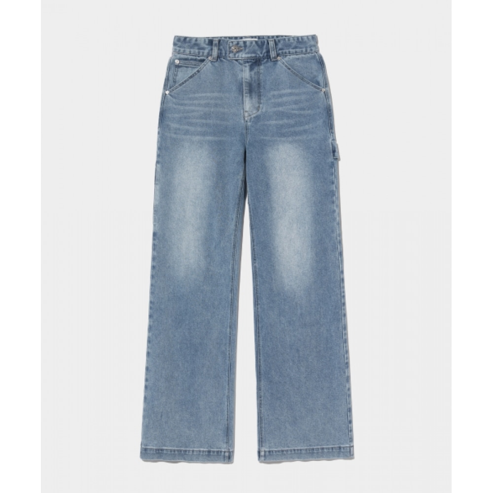 SATUR (W) Keller ハイウエストカーペンターデニムパンツライトブルー