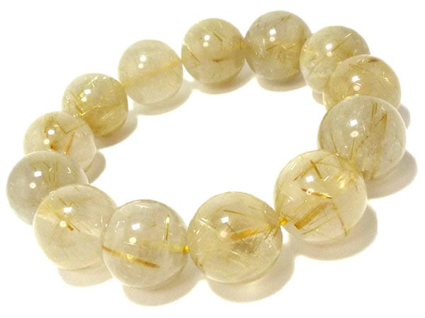 ゴールドルチル 14mm ブレスレット パワーストーン ブレスレット メンズ 天然石 数珠 アクセサリー メンズブレスレット パワーストーンブレスレット 天然石ブレスレット 男性用 ルチル h081