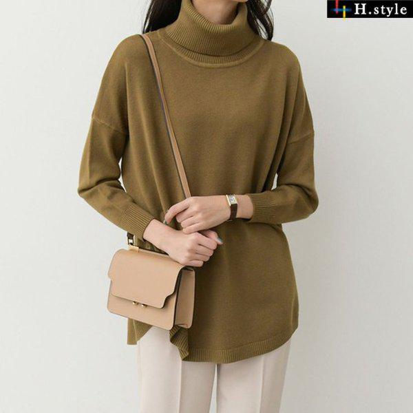 HスタイルKNビッグポラティ/冬/長袖/ニットティー/カーディガン/セーター/ラウンド/Vネック