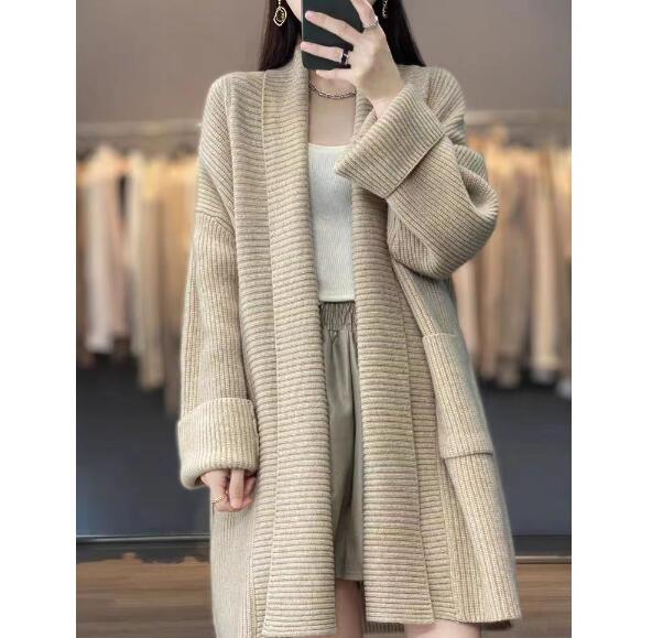 セータージャケット 秋冬 ニューデザイン 厚手 セミロング ゆったり 怠惰風 ニット 上着