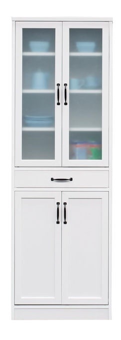 お部屋が広く見える ホワイト系食器棚（幅６０ｃｍ）キッチン 収納 カップボード（1076）