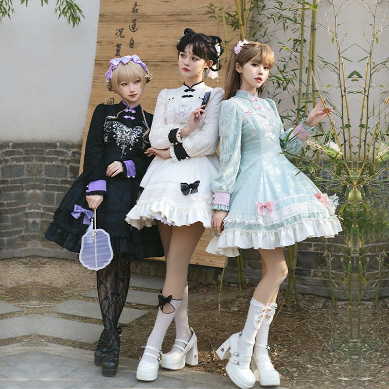 3色オプションの大きな刺繍チャイナドレス襟オプ