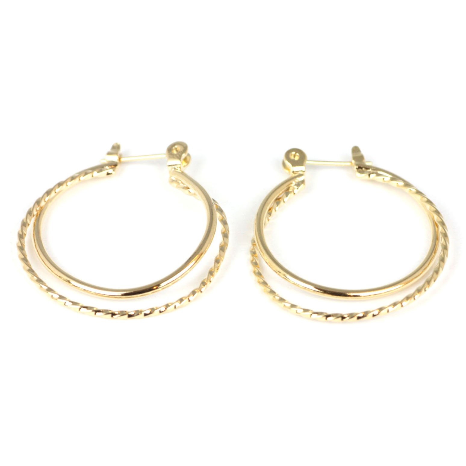 [ヒリーズ] 日本製 18金 18K K18 金属アレルギー対応 ピアス ねじり リング クロッシング フープ レディース ピアス 3602 ゴールド
