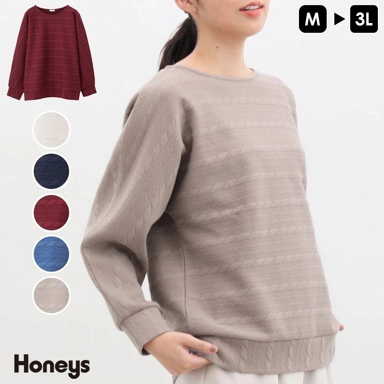 トップス カットソー 長袖 大きいサイズ レディース 秋 冬 ハニーズ ドルマントップス安い