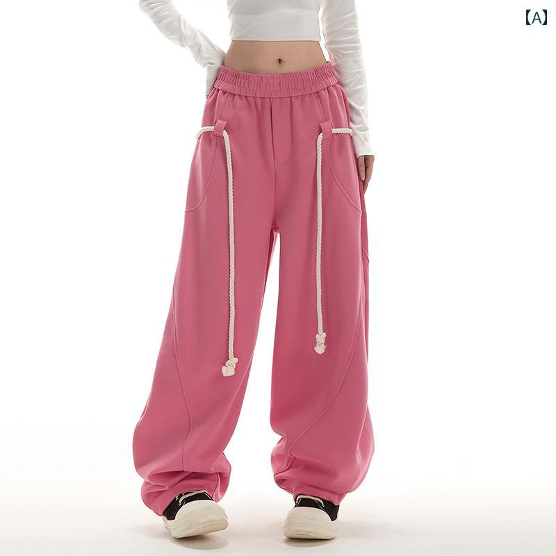 レディース ボトムス パンツ ワイド ロング ストリート KPOP ダンス トレーニング ヒップ ホップ 女性用 ストレート スポーツ アメリカン レトロ ウエスト ロープ ドレープ カジュアル 7,292円