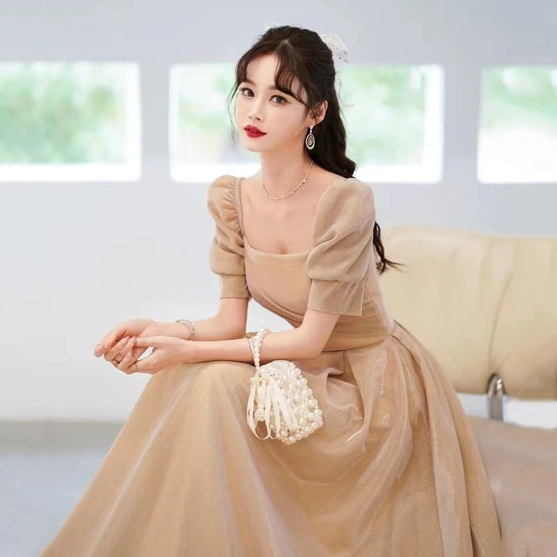ドレス 韓国ファッション プリンセスドレス ワンピース 半袖 カラートドレス ラインドレス 結婚式 二次会 パーティードレス パーティードレス ステージ 発表会 大きいサイズ