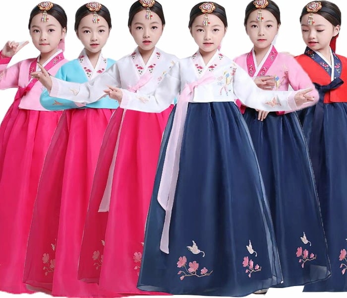 女の子 チマチョゴリ 子供 韓服 キッズ韓国服 ロング 韓流チュールドレス 精巧な刺繍花柄 韓国宮廷風衣装 コスプレ イベント ハロウィン 学園祭 文化祭 撮影衣装 100-150 6色