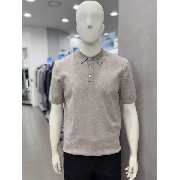 メンズ夏半袖洗濯可能なウォッシャブルコットン100％ポロカラーネックニットトップTシャツ5色択1_JK
