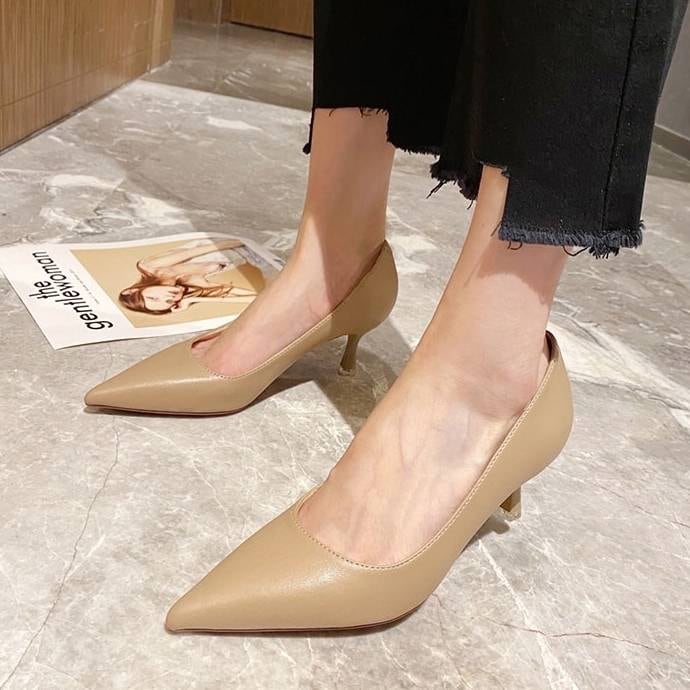 パンプス レディース ポインテッドトゥ 選べるヒール高 フェイクレザー 韓国系 オルチャン 楽ちん 美脚 パーティー 旅行 リゾート 休日 女子会 お出かけ デート 10代 20代 30代 春 夏 秋
