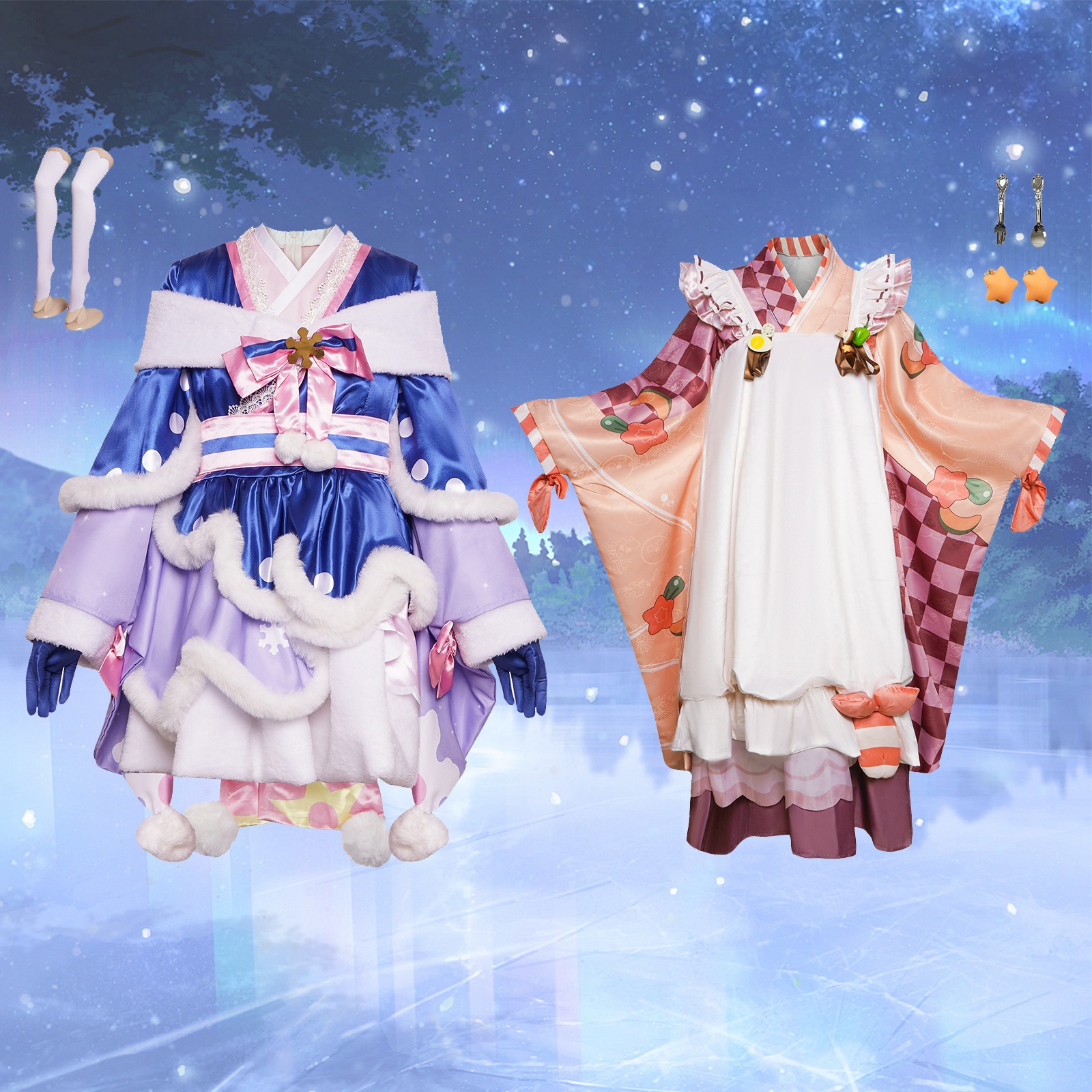 仮想アイドル未来 COS スーツ 2024 雪コスプレ女性のスカートと和風衣装スーツ