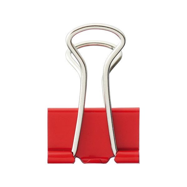 (まとめ) TANOSEE ダブルクリップ 中 口幅25mm レッド 1箱（10個） (×100セット)