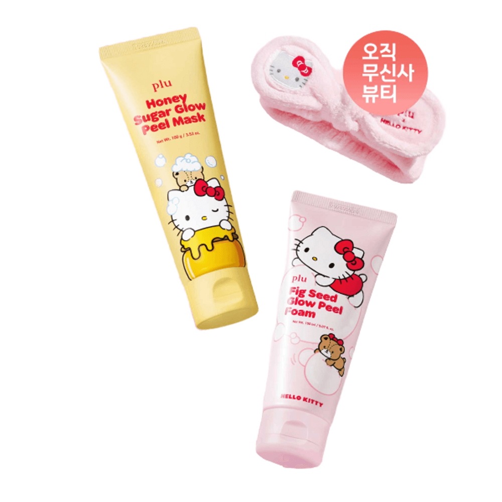 サンリオ ハローキティ ハニーシュガー グロー フィル マスク 100g /シャワーボール+ピッグ シード グロー フィル フォーム 150ml/洗顔バンド