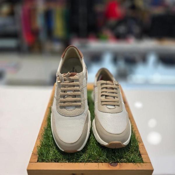 セーブゾーン04 女性コンフォートカジュアルスパンバンディングスニーカー ベージュ 3FOKSJDFR476 (S44657770)