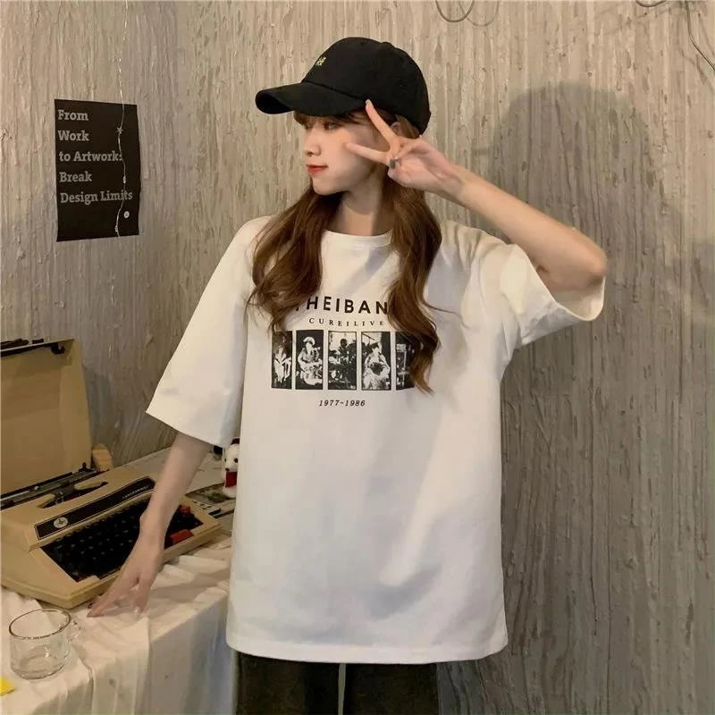 女性用 レディース　新作　香港風 半袖 tシャツ　ロゴT　トップス クルーネック　 流行　上衣 きれいめ お洒落 ゆったり カジュアル 大きいサイズ