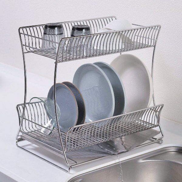水切りかご 18-8 ステンレス製 水切りラック 2段 サスティナ （ 送料無料 水切りカゴ ディッ