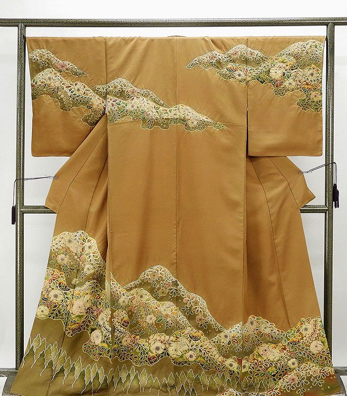 訪問着 未着用超美品 正絹 絞り辻が花模様 身丈167cm 裄丈68cm 訪問着 未使用 新古品 着