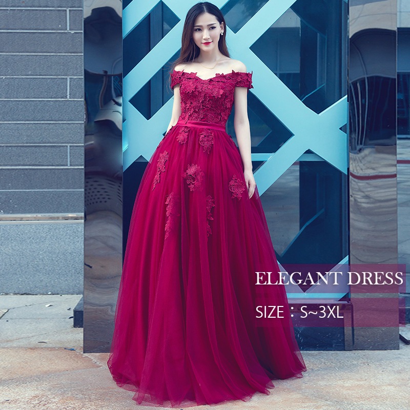 カラードレス 赤 ウエディングドレス プリンセス 二次会 パーティードレス レディース 結婚式 ワンピース イブイングドレス 衣装 演奏会 発表会 ロングドレス 大きいサイズ オフショルダー チュール