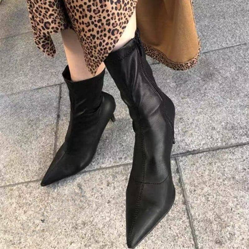 6.5cm 8.5cm ヒール l レザー ショートブーツ シューズ 靴 くつ クツ ブーツ ハイヒール ピンヒール 歩きやすい 美脚 脚長 かわいい 大人可愛い きれいめ シンプル カジュアル 大