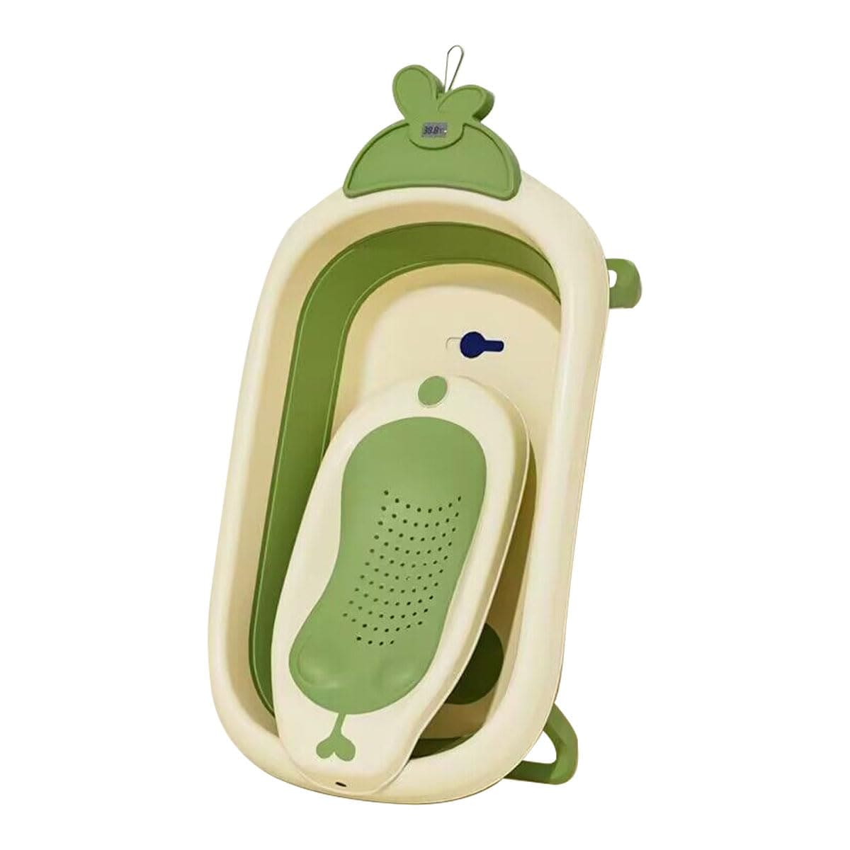 ZOOBLY ベビーバス 折り畳み 大きめ 新生児 湯温計付き 最新改良ベビーバスラックセット バスチェア 赤ちゃん 子供用風呂 折りたたみ式ベビーバス 沐浴 ベビー用浴槽 バスクッション 滑り止め設