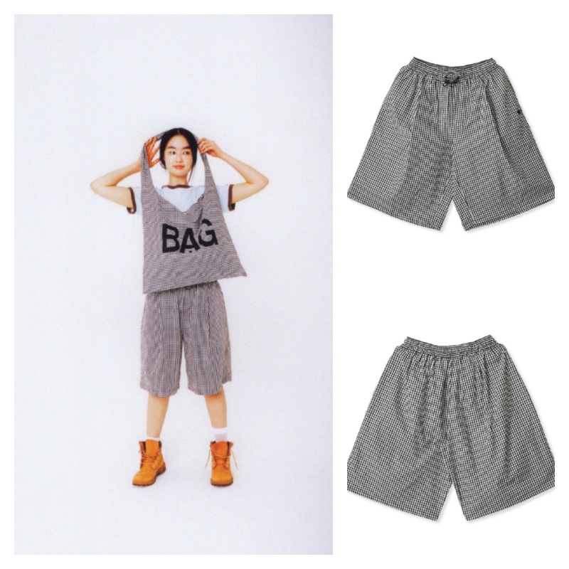 【aeae】 NYLON CHECK SHORTS : WHITE