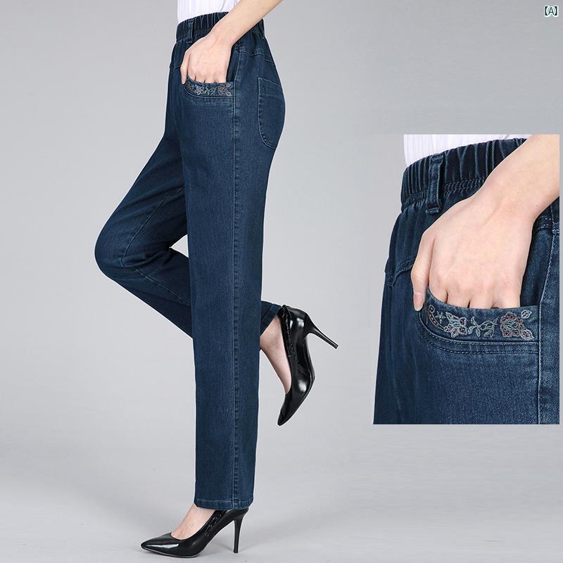 レディース ファッション おしゃれ 春夏 秋　冬 大人 上品 高級 マダム プレゼント 敬老日　おばあちゃん パンツ 秋冬 ベルベット ジーンズ 伸縮性 ハイウエスト 春 ズボン