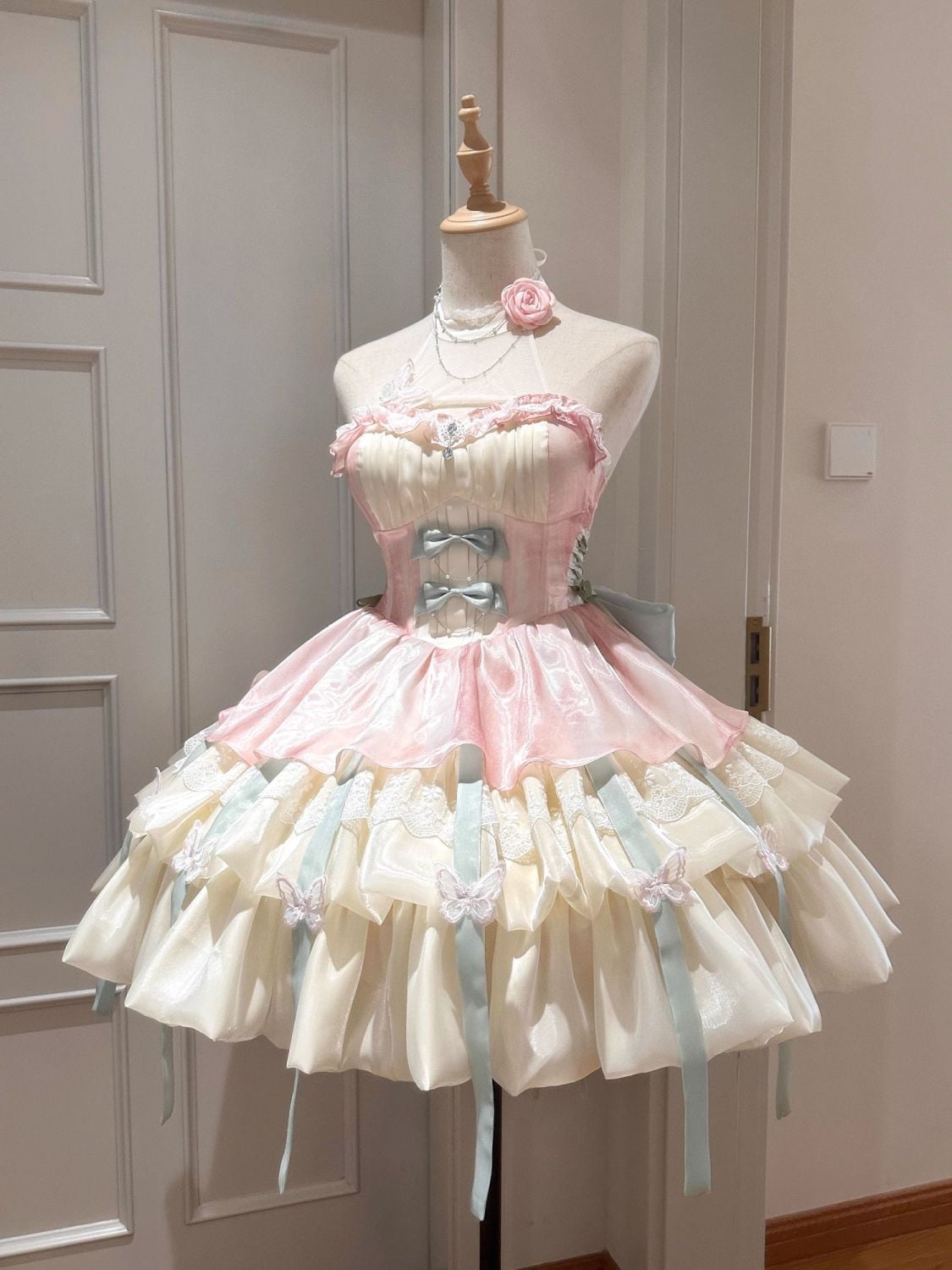 ロリータプリンセススタイルピュアラストスタイルホルターネックサスペンダースカートチュチュスカート