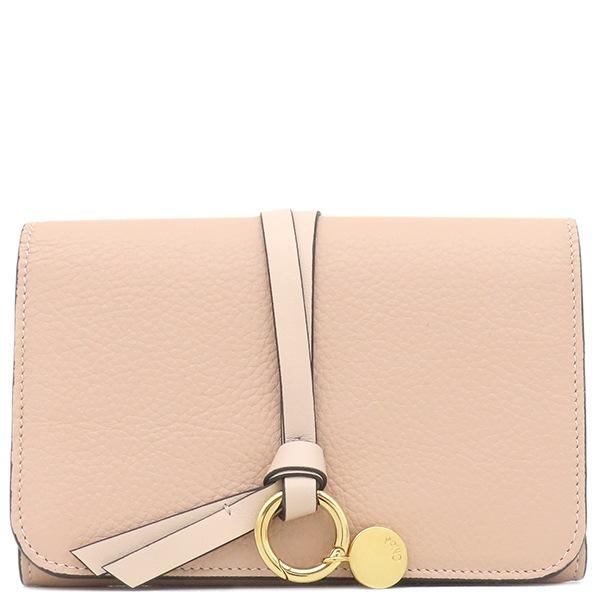 クロエ Chloe 三つ折り財布 アルファベット コンパクトウォレット レザー ブラッシュヌード ゴールド金具 財布 アウトレット品 CHC16AP709H9Q24L 【箱】【中古】